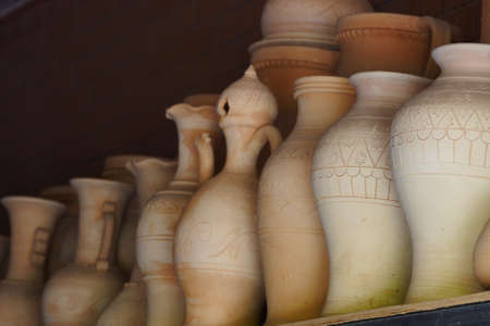 Middle East pottery pot traditional products marketの写真素材