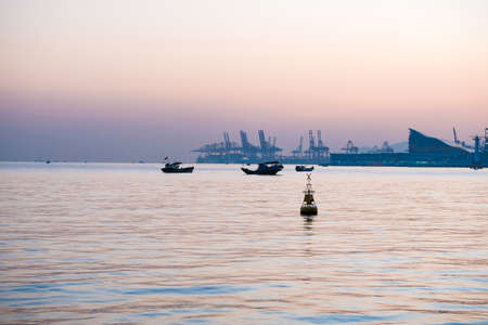 Tranquil sea with sunset view
