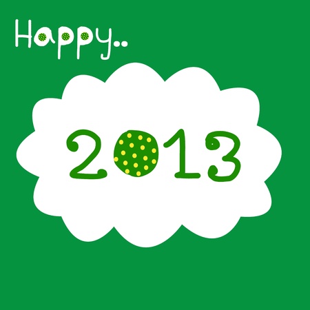 Happy New Year 2013 with polka dot_greenのイラスト素材