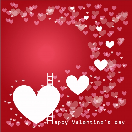 Valentine s Day with bokeh hearts on red backgroundのイラスト素材