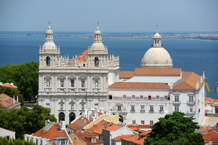 Monastery of Sao Vicente de Fora and Santa Engracia, photo taken from Castelo de Sao Jorge, Lisbon, Portugalの写真素材