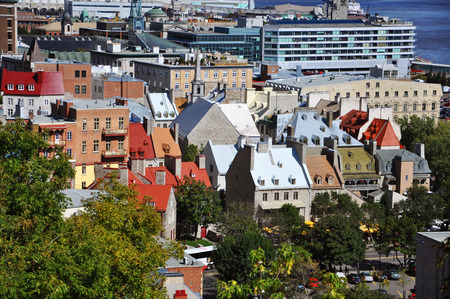 Quebec Lower City in summer, Quebec, Canadaの写真素材