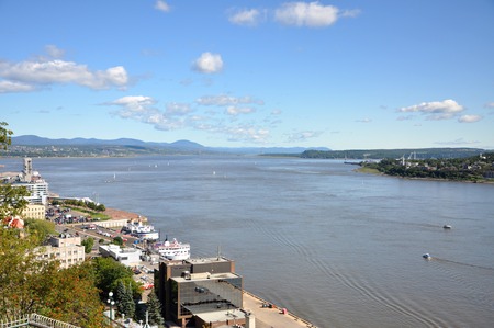 St. Lawrence River in Quebec City, Quebec, Canadaの写真素材