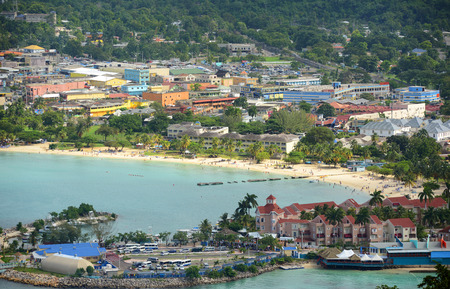 Ocho Rios aerial view from the top of Mystic Mountain, Jamaicaの写真素材