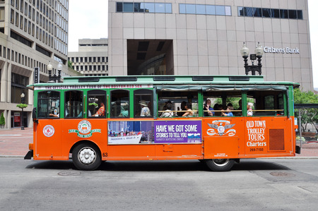 Boston Old Town Trolley Tours in downtown Boston, Massachusetts, USAのeditorial素材