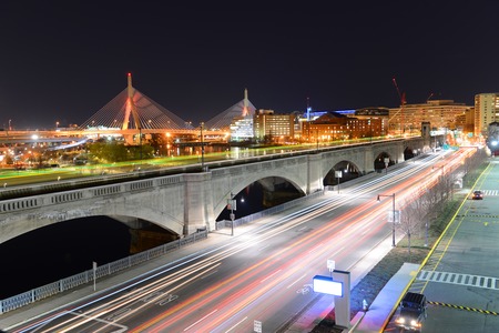 Boston Zakim Bunker Hill Bridge and Charles River Dam Bridge, Boston, Massachusetts, USA.