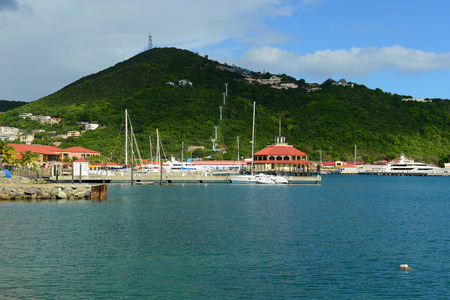 Havensight Shopping Mall, Long Bay and Paradise Point in Charlotte Amalie, Saint Thomas, US Virgin Islands. Havensight is the port of cruise terminal on Saint Thomas Island.のeditorial素材