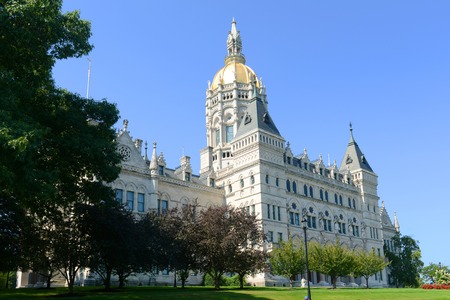 Connecticut State Capitol, Hartford, Connecticut, USA. This building was designed by Richard Upjohn with Victorian Gothic Revival style in 1872.のeditorial素材