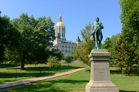 Connecticut State Capitol, Hartford, Connecticut, USA. This building was designed by Richard Upjohn with Victorian Gothic Revival style in 1872.のeditorial素材