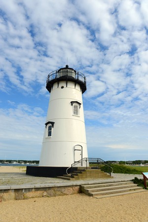 Edgartown Harbor Lighthouse at the entrance into Edgartown Harbor and Katama Bay, Martha s Vineyard, Massachusetts, USA. This historic lighthouse was built in 1828.の写真素材