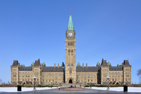 Parliament Buildings in winter, Ottawa, Ontario, Canada.の写真素材