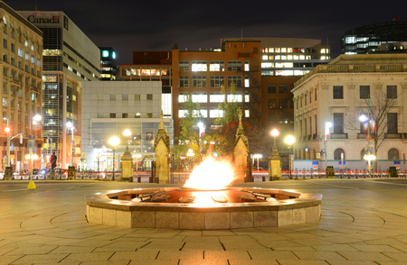 Centennial Flame in Parliament Hill, Ottawa, Ontario, Canada.のeditorial素材