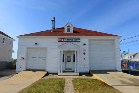 RHODE ISLAND - MAR. 27, 2016: Point Judith Coast Guard Station on 276 Great Island Road in Galilee, Narragansett, Rhode Island, USA.のeditorial素材
