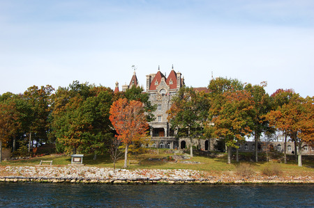 Boldt Castle and Alster Tower on Heart Island, Thousand Islands area of New York State, USA.の写真素材