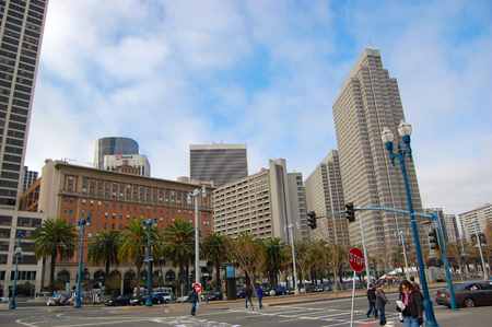 Four Embarcadero Center in the Financial District in San Francisco, California, USA.のeditorial素材