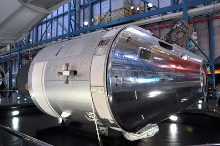 Apollo CSM (Command/Service Module) lunar orbit Model displayed in Apollo/Saturn V Center, Kennedy Space Center Visitor Complex in Cape Canaveral, Florida, USA.のeditorial素材