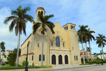 St. Edward Roman Catholic Church built in 1927 is a Spanish Revival style church in Palm Beach, Florida, USA.の写真素材