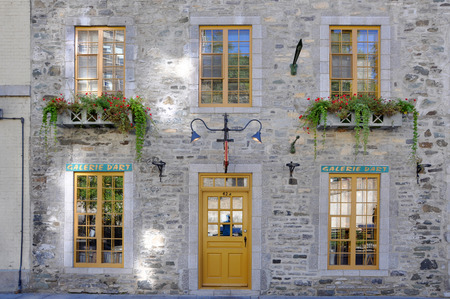Stylish Window on Rue du Petit-Champlain in Quebec City, Canada.のeditorial素材