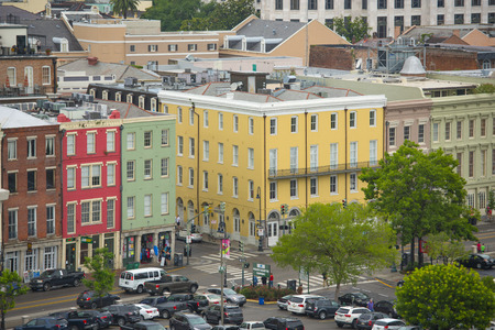 Historic Buildings on N Peters Street at Bienville Street in French Quarter in New Orleans, Louisiana, USA.のeditorial素材