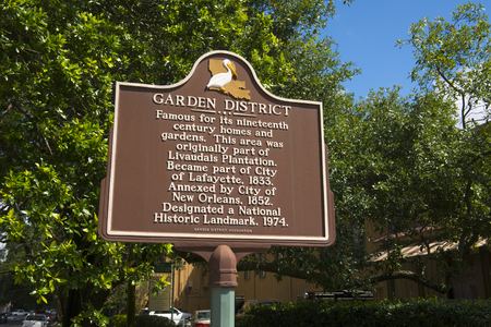 New Orleans Garden District Sign, New Orleans, Louisiana, USA.のeditorial素材