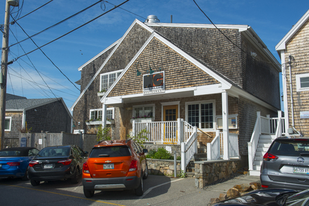 Historic buildings and shops in Perkins Cove in Ogunquit, Maine, USA.のeditorial素材