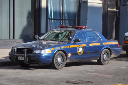 BUFFALO, NY, USA - JULY 22, 2011: New York State Trooper Ford Crown Victoria Police Car in downtown Buffalo, New York, USA.のeditorial素材