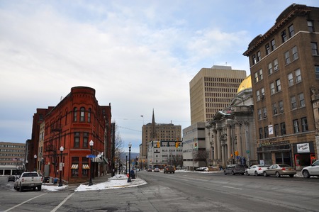 Historic Building in Lower Genesee Street Historic District in downtown Utica, New York State, USA. This area is a National Register of Historic Places.のeditorial素材