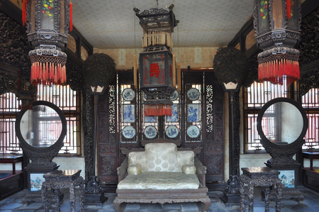 Inside view of Yihe in the Shenyang Imperial Palace Mukden Palace, Shenyang, Liaoning Province, China. Shenyang Imperial Palace UNESCO world heritage site built in 400 years ago.のeditorial素材