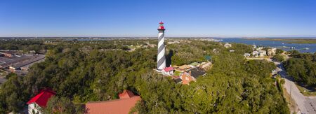 St. Augustine Lighthouse aerial view panorama. This light is a National Historic Landmark on...