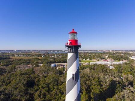 St. Augustine Lighthouse aerial view. This light is a National Historic Landmark on Anastasia Island in St. Augustine, Florida, USA.の写真素材