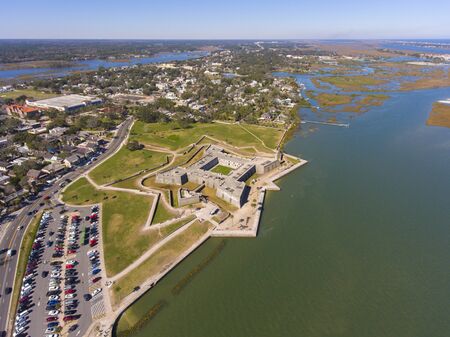 Aerial view of Castillo de San Marcos in St. Augustine, Florida, USA. This fort is the oldest and...