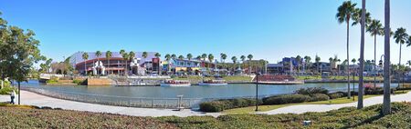 Universal Studios City Walk panorama in Universal Orlando, Florida, USA.