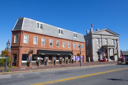 Newburyport historic buildings at Water Street in downtown Newburyport, Massachusetts, MA, USA.の写真素材