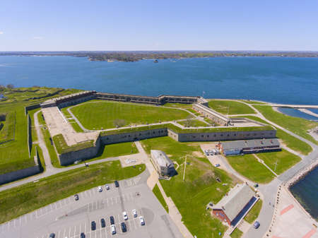 Fort Adams aerial view on Ocean Drive in Fort Adams State Park at Newport, Rhode Island RI, USA.のeditorial素材