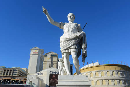 Caesars Statue in front of Caesars Palace. This hotel is a luxury resort and casino on Las Vegas Strip in Las Vegas, Nevada NV, USA. The hotel is one of the largest landmarksのeditorial素材