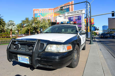 Police Car on the Strip in Las Vegas, Nevada NV, USA.