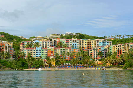 Historic Building at Long Bay in Charlotte Amalie, St. Thomas Island, US Virgin Islands, USAのeditorial素材