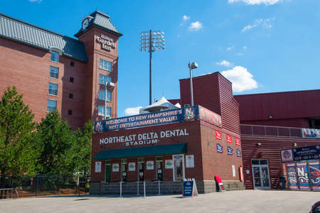 Northeast Delta Dental Stadium at 1 Line Drive, Manchester, New Hampshire NH, USA. This stadium hosts Minor League Baseball New Hampshire Fisher Cats.のeditorial素材