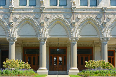 Connecticut State Capitol, Hartford, Connecticut, USA. This building was designed by Richard Upjohn with Victorian Gothic Revival style in 1872.の写真素材