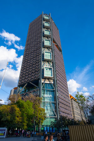 Torre BBVA on Avenue Paseo de la Reforma in Mexico City CDMX, Mexico. This building was built in...