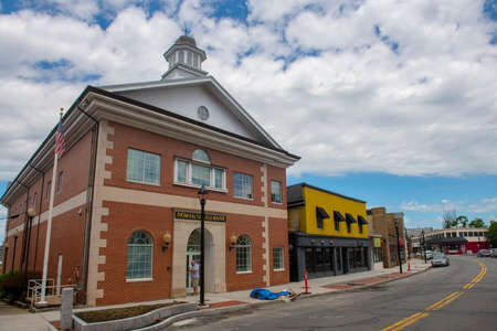 Historic North Shore Bank on 254 Cabot Street in historic city center of Beverly, Massachusetts MA,...