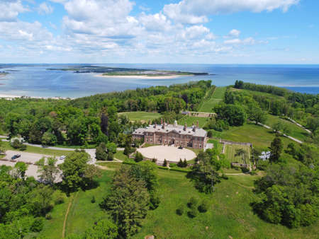 Historic mansion Castle Hill on the Crane Estate was built in 1926 with Tudor Revival style at the...