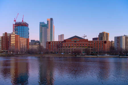 Suffolk County Sheriffs Department at 200 Nashua Street at sunset in downtown Boston, Massachusetts...