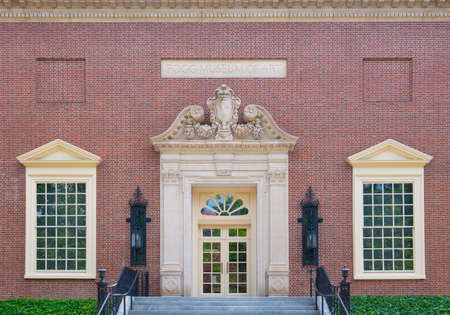 Harvard University Fogg Art Museum at 32 Quincy Street next to Old Harvard Yard in historic center of Cambridge, Massachusetts MA, USA.のeditorial素材