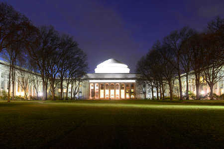 Great Dome of Massachussets Institute of Technology (MIT) at night, Cambridge, Massachusetts MA,...