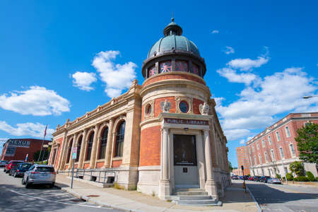 Pawtucket Public Library on Summer Street in downtown Pawtucket, Rhode Island RI, USA.
