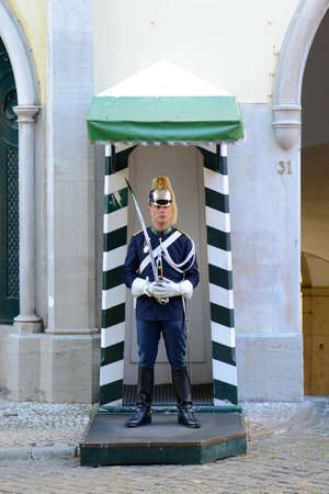 Police on guard at General Command of National Republican Guard (Portuguese: Guarda Nacional...