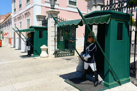 The Changing Guard Ceremony takes place in Palace of Belem in Lisbon, Portugal. The ceremony is performed in every Sunday in the summer months.のeditorial素材