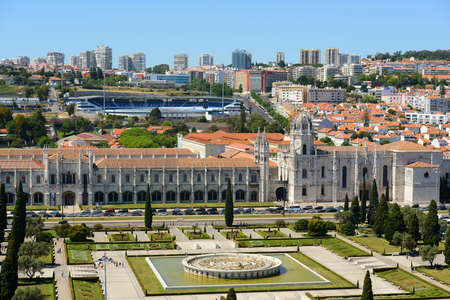Jeronimos Monastery (Portuguese: Mosteiro dos Jeronimos) at Belem district, Lisbon, Portugal.の写真素材