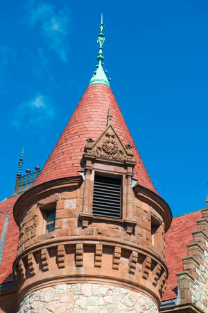 Wellesley Town Hall was built in 1883 with Richardsonian Romanesque style in Wellesley, Massachusetts MA, USA.の写真素材